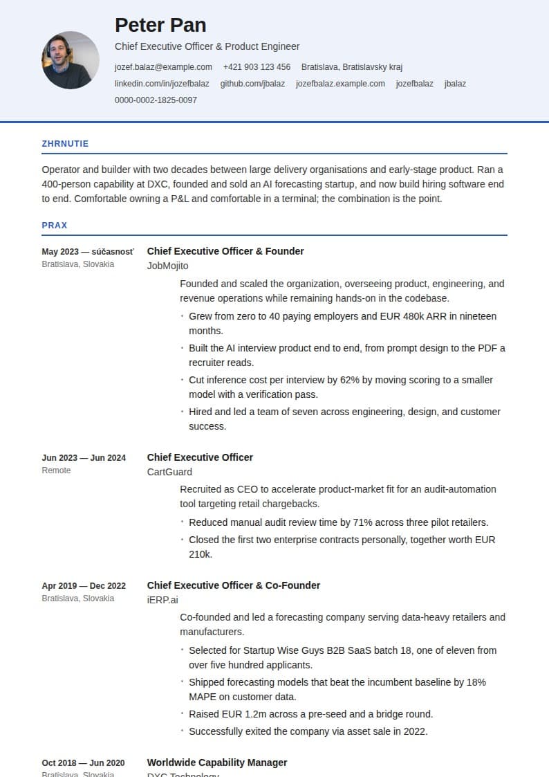 European CV resume template