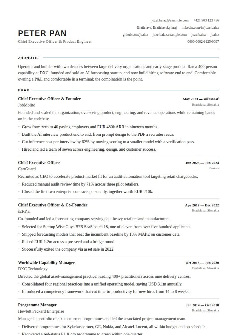 Ledger resume template