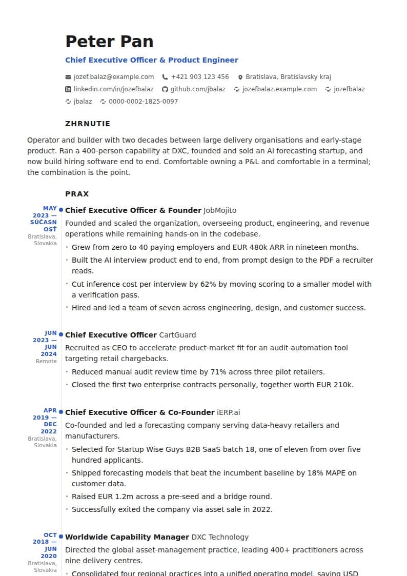 Timeline resume template