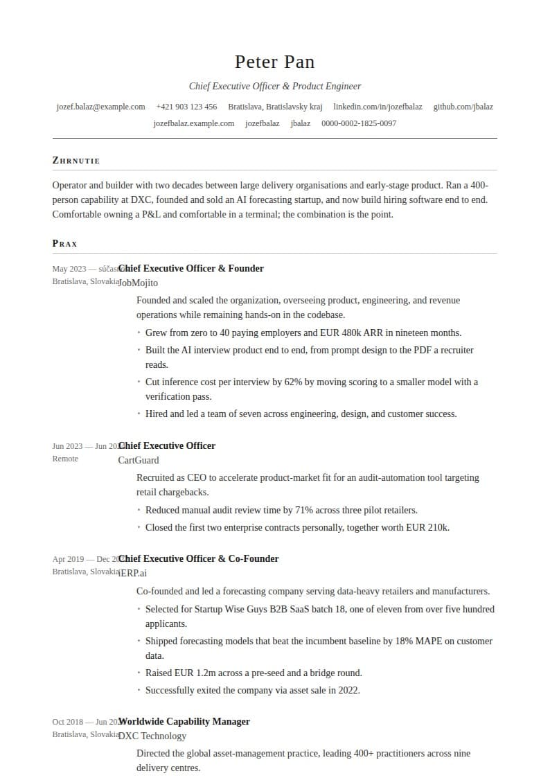 Academic CV resume template